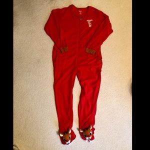 Rudolph Red Onesie w/ pockets & zipper